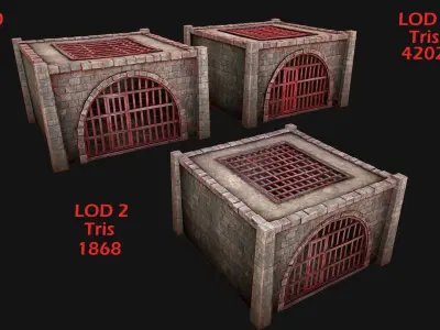 Medieval Prison Cell Aviary Low-poly 3D model