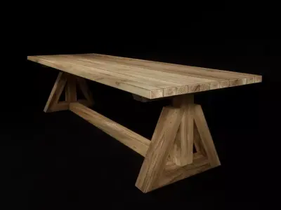 teak dining table 3D model purchase