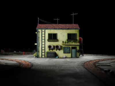 ASIAN URBAN BUILDING HONGKONG 07 Low-poly 3D model