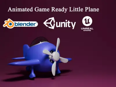 Animated Game Ready Little Plane 3D model