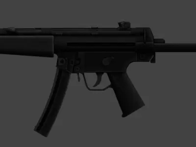 HK Machine Pistole 5 9x19mm Submachine Gun MP5 Low-poly 3D model