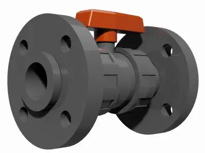 PVC Manual Ball Valves - DIN Flanged Ends Free 3D model
