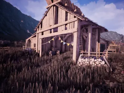 Modular Stables Environment 100 Assets Low-poly 3D model