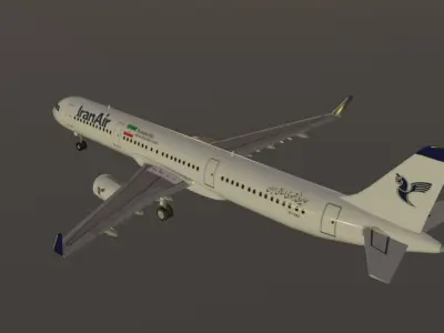 Iran Air Airbus a321-211 low poly 3D Model  Low-poly 3D model