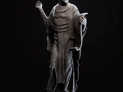 The statue of the Sage Low-poly 3D model