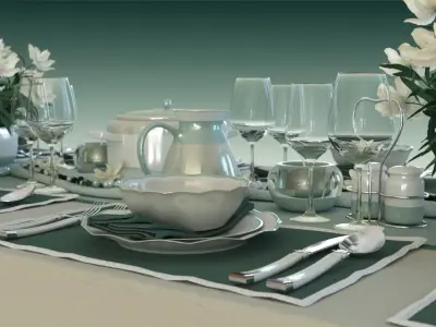 dinner table set Free 3D model