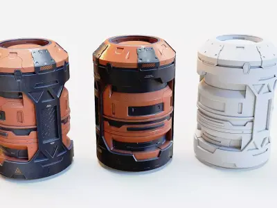 Sci-Fi Industrial Props  Low-poly 3D model