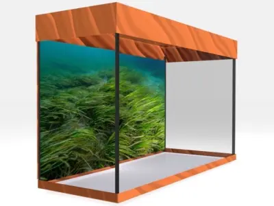 aquarium glass case with grass in it Low-poly 3D model