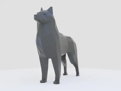 Husky dog lowpoly Low-poly 3D model