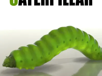 Green Caterpillar Low-poly 3D model