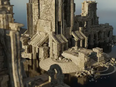 Ancient temple - Ultimate - Old ruins - 3D Kitbash Asset Pack Low-poly 3D model