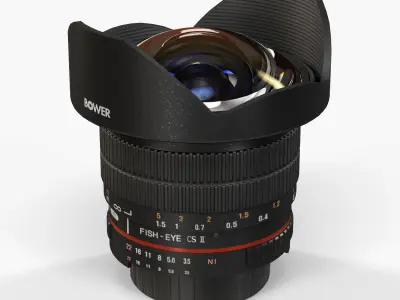 Bower 8mm f 3-5 AS IF UMC Fish-eye CS II AE Nikon F mount Lens Low-poly 3D model
