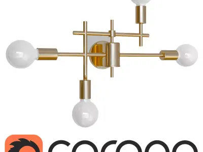 chandelier brass wall sconce with three light bulbs Free 3D model
