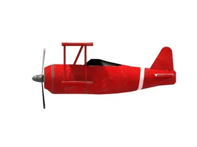 Biplane Game Ready 3d Model Low-poly 3D model
