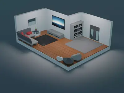 3D Living room model Free 3D print model