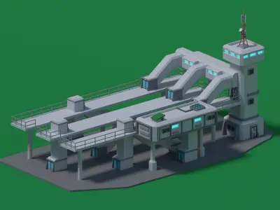 Maglev train station Low-Poly Free low-poly 3D model