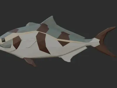 Low Poly Banded Rudderfish Low-poly 3D model