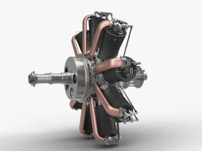 Clerget 9B rotary engine 3D model