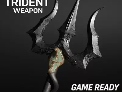 Game Ready Trident Weapon Low-poly 3D model
