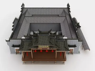Chinese stage Low-poly 3D model