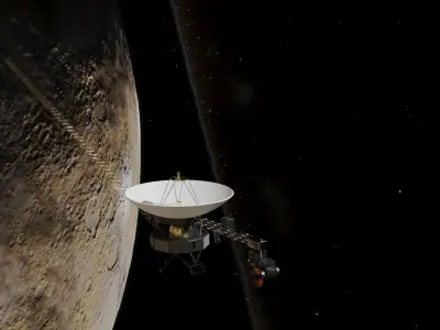 Voyager spacecraft in night sky Low-poly 3D model