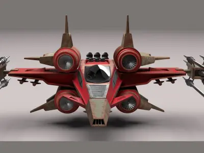 Si Fi Fighter jet Low-poly 3D model