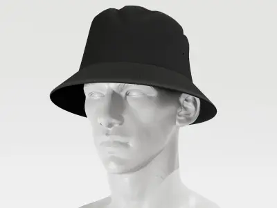 Bucket Hat - Black PBR 4K Low-poly 3D model