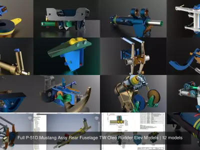 Full P-51D Mustang Assy Rear Fuselage TW Oleo Rudder Elev Models 3D Model Collection