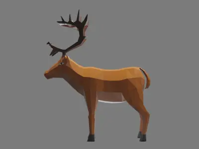 Lowpoly Rein deer 3D Model Low-poly 3D model