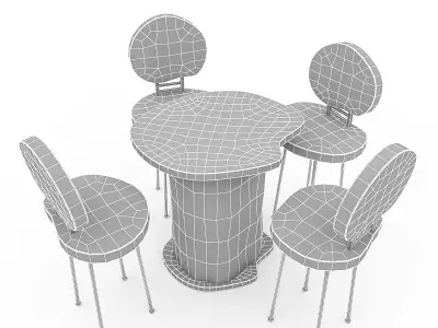 Wooden Garden Furniture 04 Low-poly 3D model