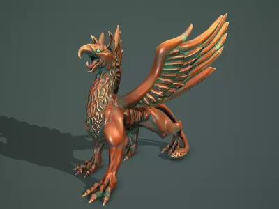 Statue griffon Low-poly 3D model