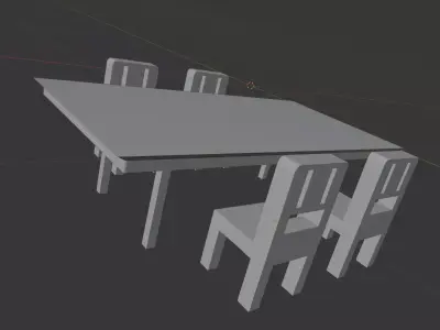 Table and Chairs 3D Model Low-poly 3D model