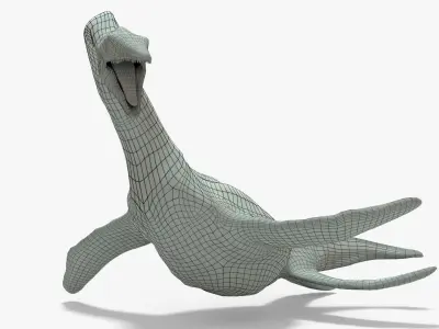 Elasmosaurus Rigged Basemesh Low-poly 3D model