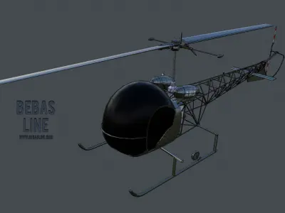 Lowpoly Bell H-13 Sioux Low-poly 3D model