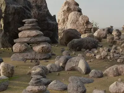 Ultimate Rock Asset Library 50 Unique Realistic Stones Free low-poly 3D model