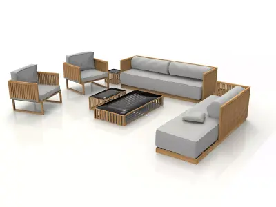 Garden seats  Low-poly 3D model