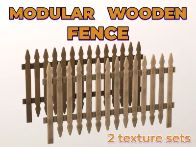 Wooden Fence realistic old dirty garden Free low-poly 3D model