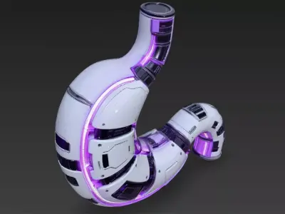 White Cyberpunk Tech Stomach Model Bundle Low-poly 3D model
