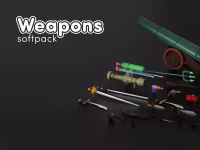 Weapon Props Softpack Low-poly 3D model