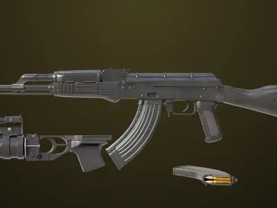 Light Machine Gun 10 Metal All PBR Unity UE Textures Low-poly 3D model