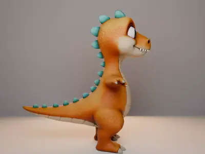 Tiny Rex Rigged Cartoon Dinosaur Low-poly 3D model