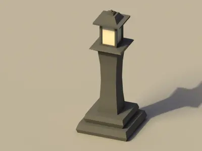 Low Poly Japanese Lamp Post Low-poly 3D model
