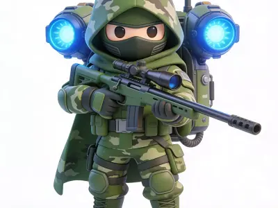 The Ghost-Hawk Stylized Camo Sniper 3D Model Low-poly 3D model