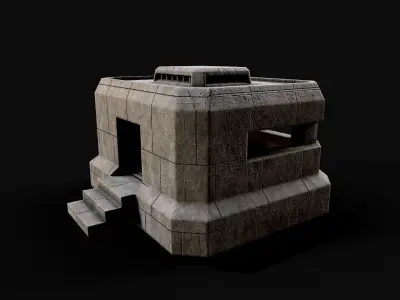 Military Concrete Bunker Base 3 Low-poly 3D model