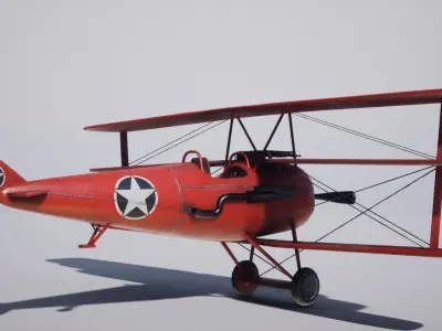 Military Triplane Low-poly 3D model