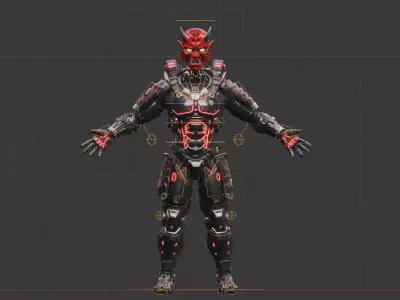 Cyberpunk Oni  Low-poly 3D model