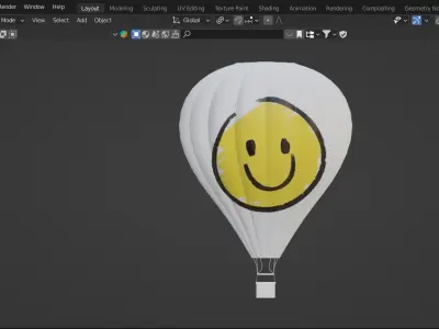 Air Balloon 3D medium poly Low-poly 3D model