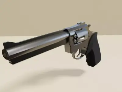 Black Revolver 44 - Magnum - Gun - Weapon - Arma Low-poly 3D model