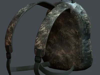 Backpack military combat Black baggage Low-poly Low-poly 3D model