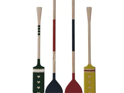 Decorative painted oars set part two 3D model
